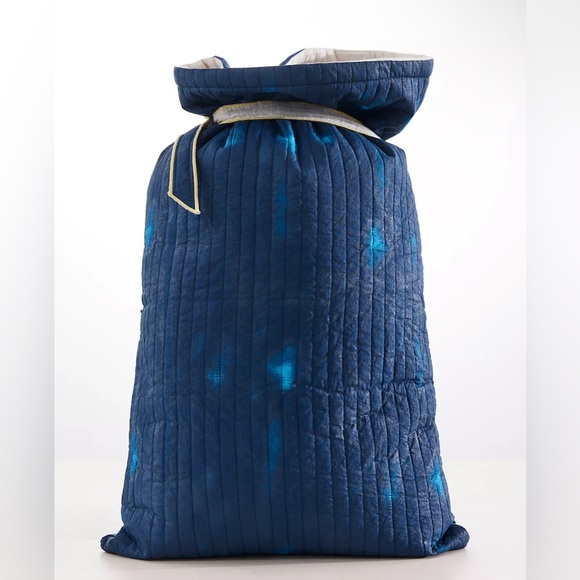 NEW Free People One Perfect Present Gift Sack Blue Crescent Embroidered